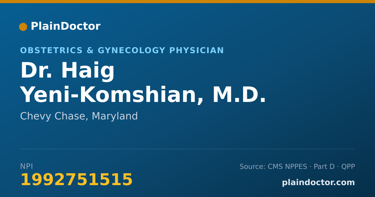 Shareable card for Haig Yeni-Komshian, M.D. - Obstetrics & Gynecology Physician, Chevy Chase, MD