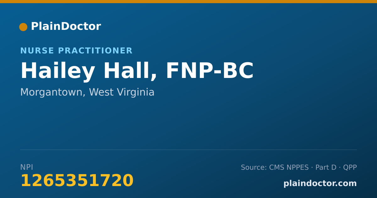 Shareable card for Hailey Hall, FNP-BC - Nurse Practitioner, Morgantown, WV