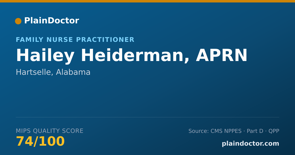 Shareable card for Hailey Heiderman, APRN - Family Nurse Practitioner, Hartselle, AL