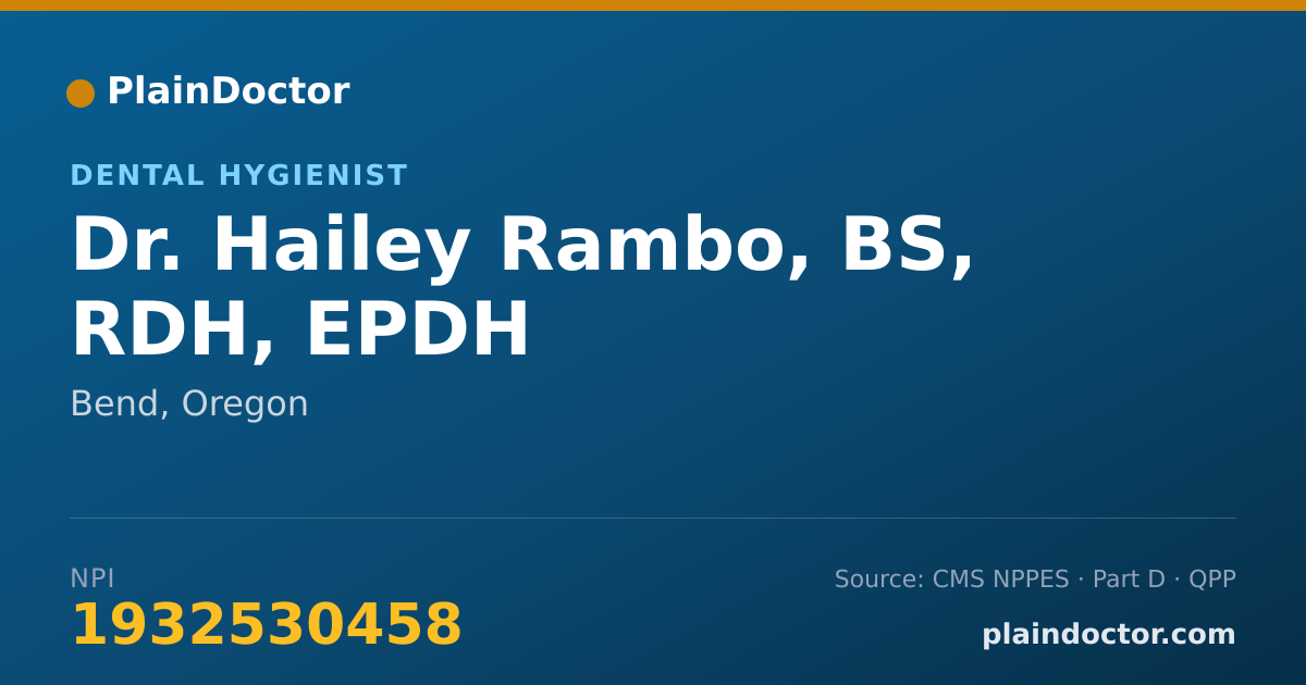 Shareable card for Hailey Rambo, BS, RDH, EPDH - Dental Hygienist, Bend, OR