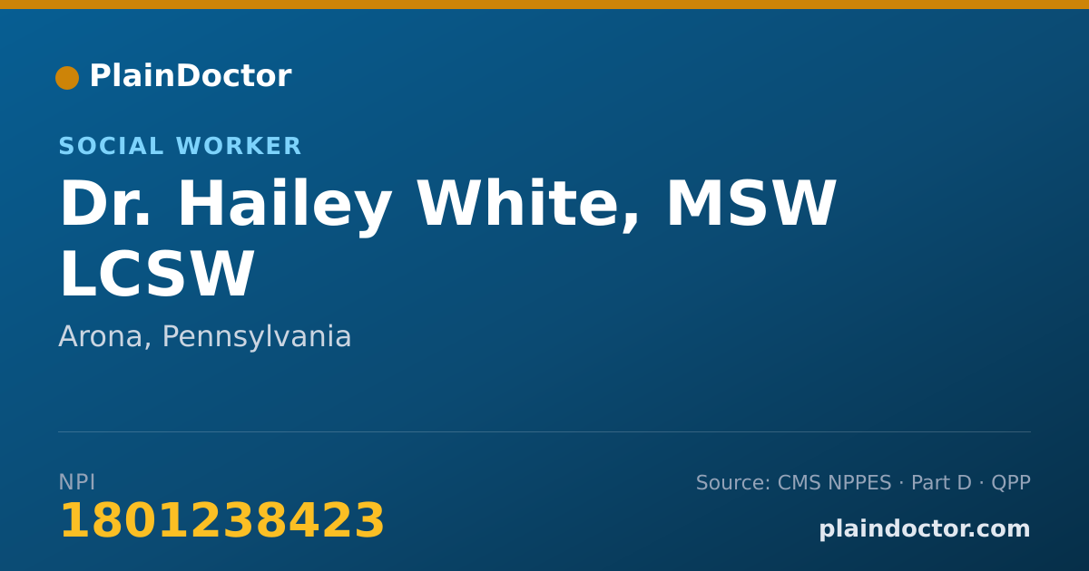Shareable card for Hailey White, MSW LCSW - Social Worker, Arona, PA