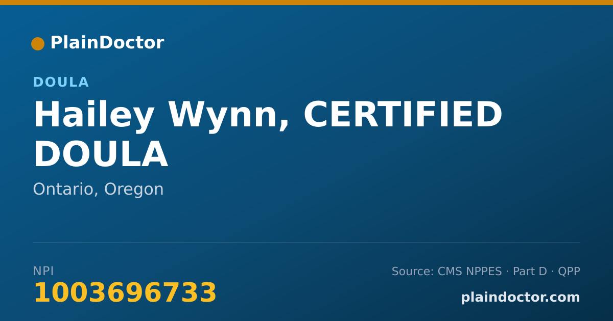 Shareable card for Hailey Wynn, CERTIFIED DOULA - Doula, Ontario, OR