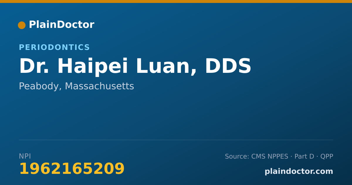 Shareable card for Haipei Luan, DDS - Periodontics, Peabody, MA