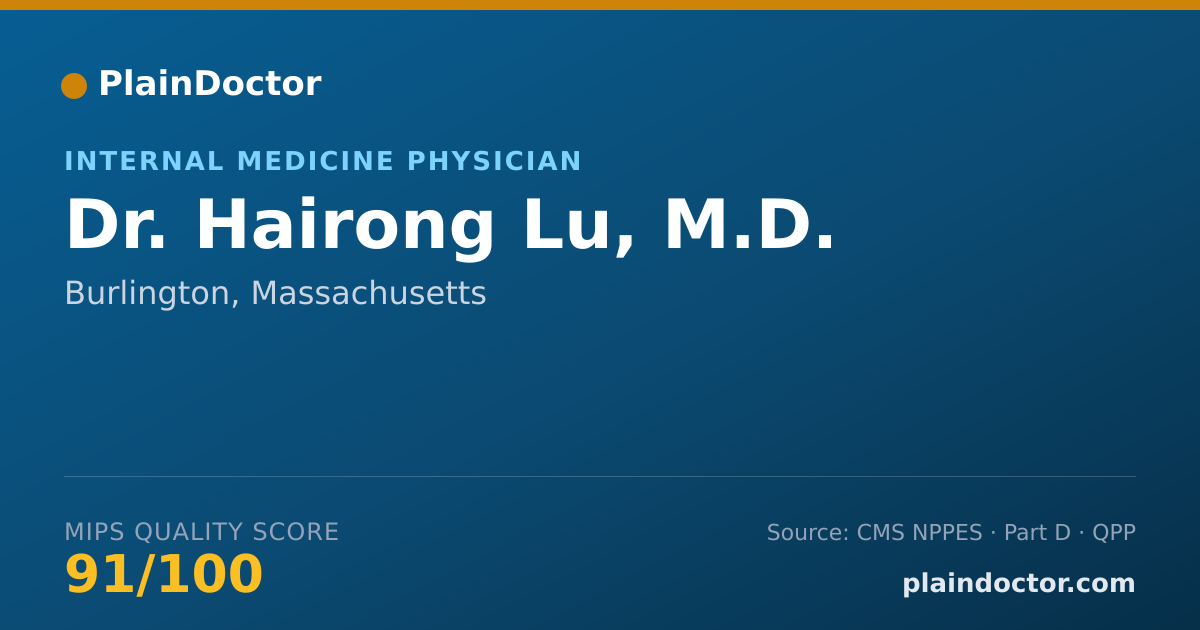 Shareable card for Hairong Lu, M.D. - Internal Medicine Physician, Burlington, MA