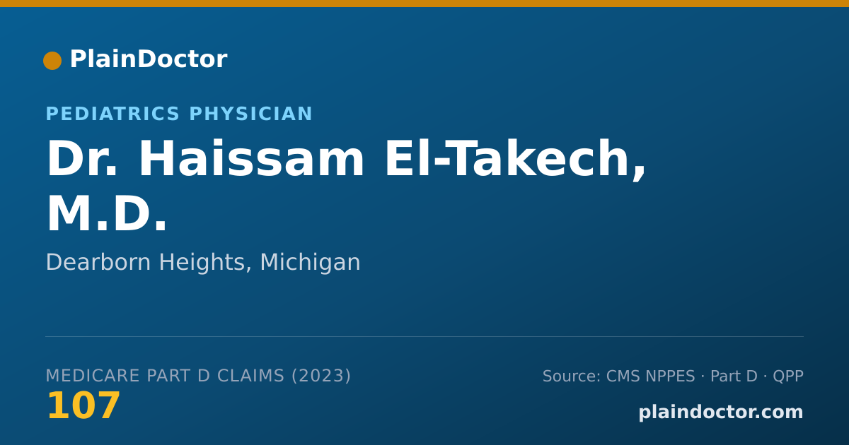 Shareable card for Haissam El-Takech, M.D. - Pediatrics Physician, Dearborn Heights, MI