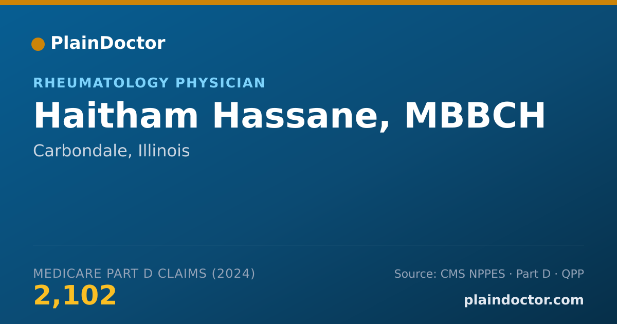 Shareable card for Haitham Hassane, MBBCH - Rheumatology Physician, Carbondale, IL