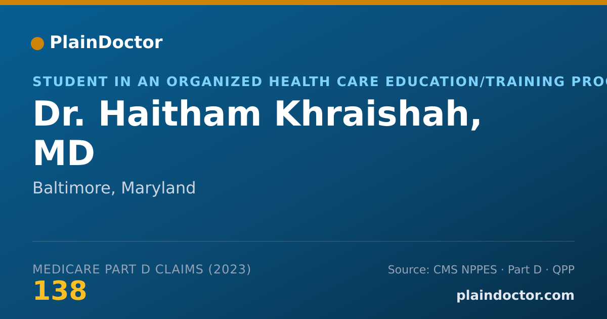 Shareable card for Haitham Khraishah, MD - Student in an Organized Health Care Education/Training Program, Baltimore, MD