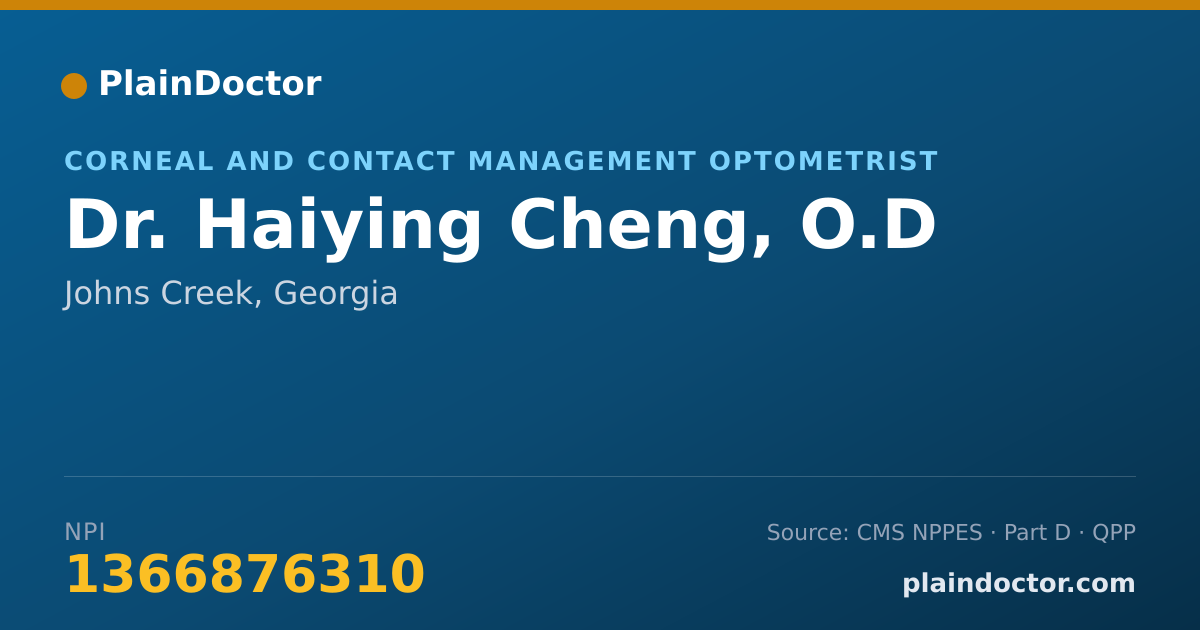 Shareable card for Haiying Cheng, O.D - Corneal and Contact Management Optometrist, Johns Creek, GA