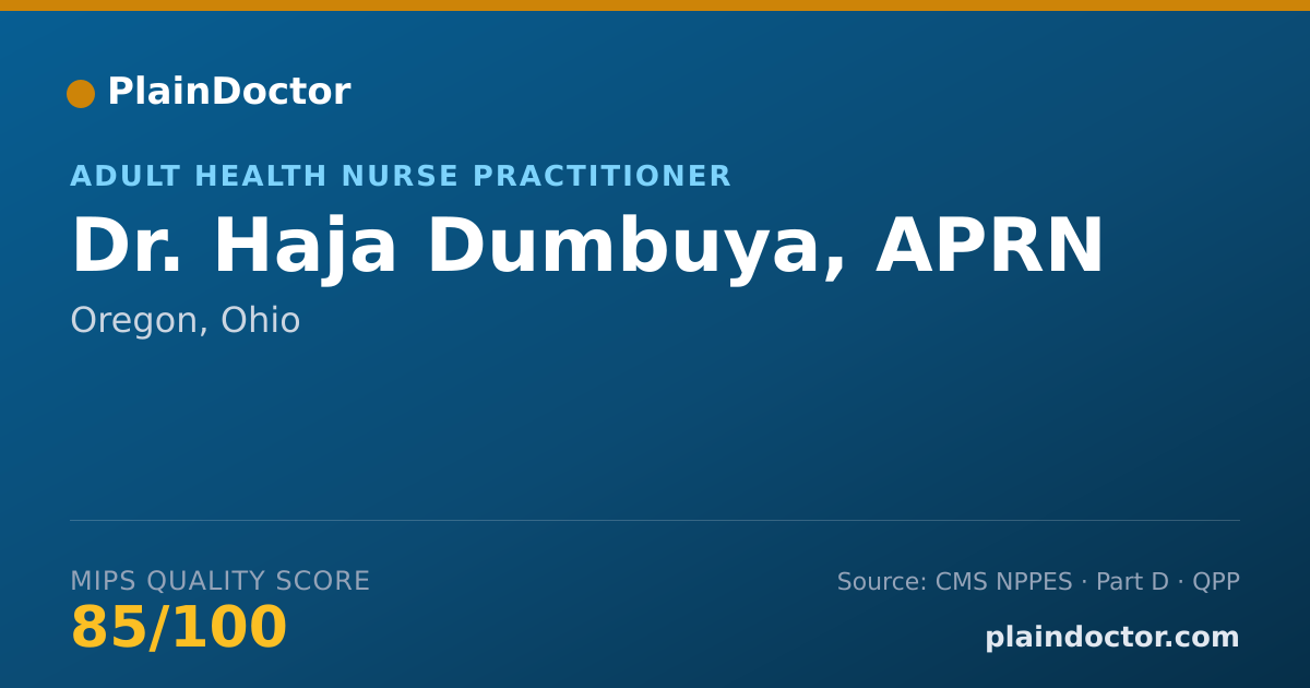 Shareable card for Haja Dumbuya, APRN - Adult Health Nurse Practitioner, Oregon, OH
