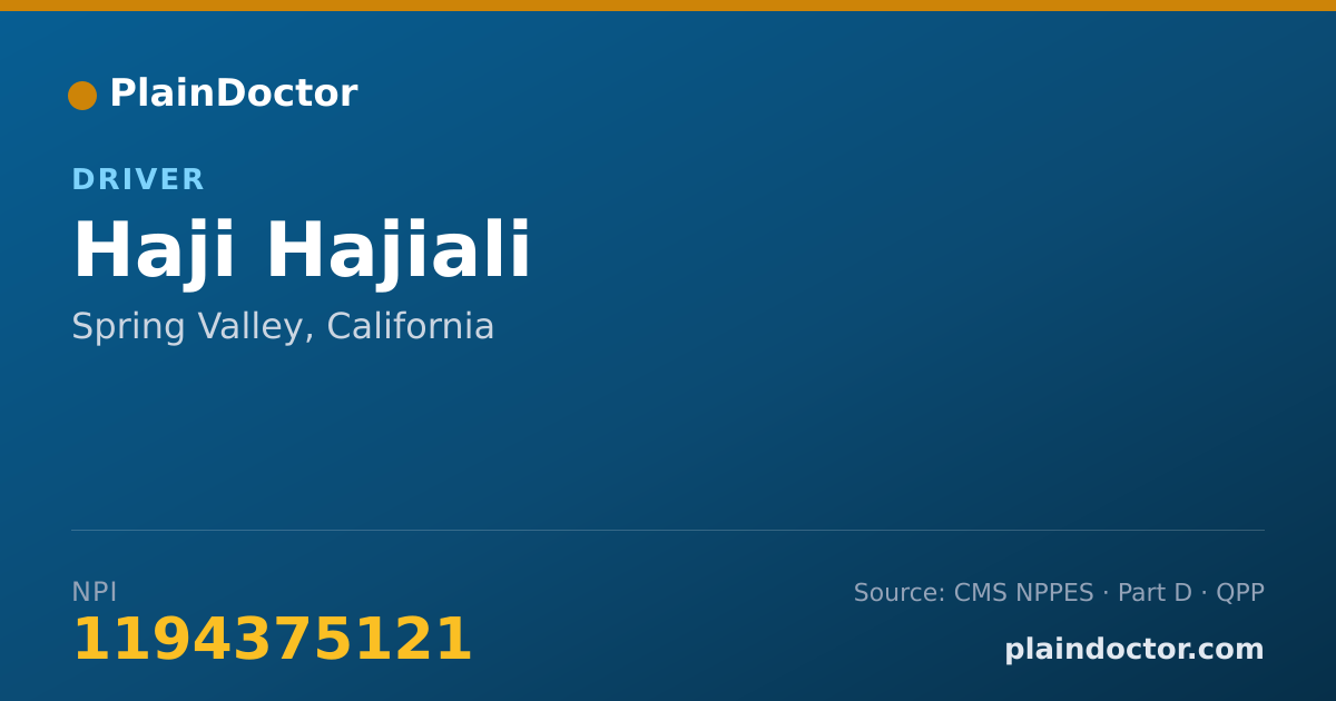 Shareable card for Haji Hajiali - Driver, Spring Valley, CA