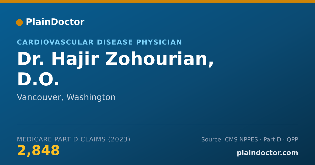 Shareable card for Hajir Zohourian, D.O. - Cardiovascular Disease Physician, Vancouver, WA