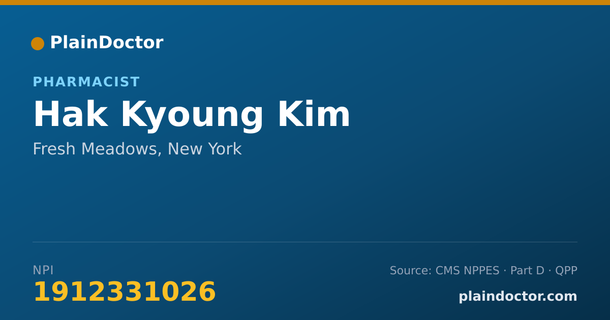 Shareable card for Hak Kyoung Kim - Pharmacist, Fresh Meadows, NY