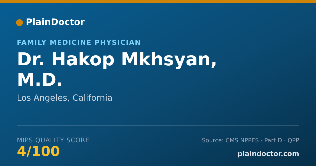 Shareable card for Hakop Mkhsyan, M.D. - Family Medicine Physician, Los Angeles, CA