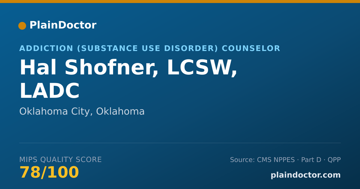 Shareable card for Hal Shofner, LCSW, LADC - Addiction (Substance Use Disorder) Counselor, Oklahoma City, OK