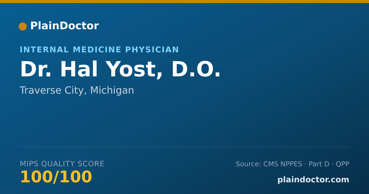 Shareable card for Hal Yost, D.O. - Internal Medicine Physician, Traverse City, MI