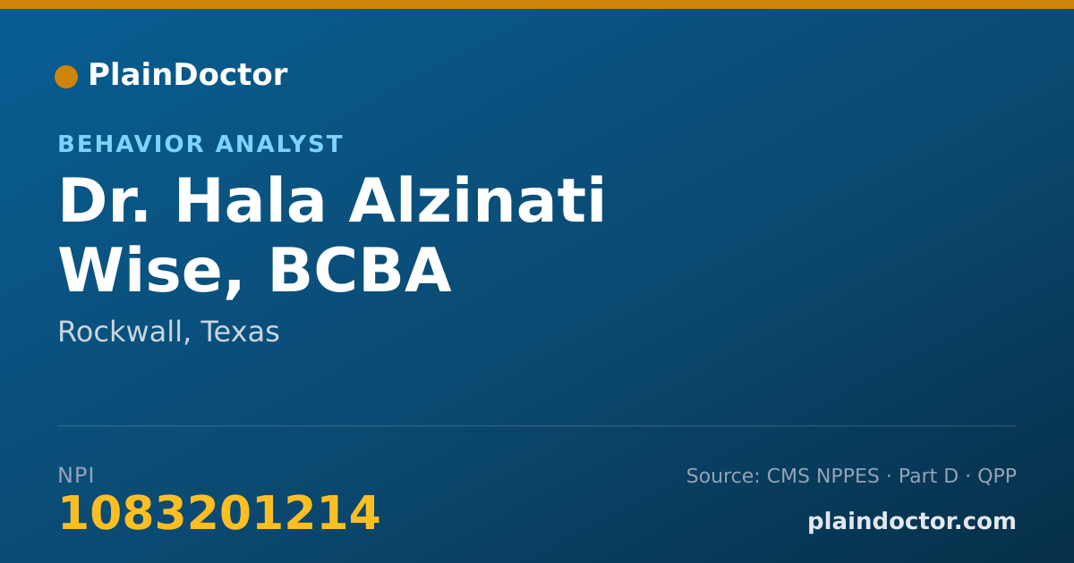 Shareable card for Hala Alzinati Wise, BCBA - Behavior Analyst, Rockwall, TX
