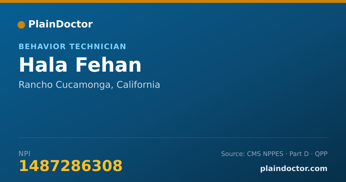 Shareable card for Hala Fehan - Behavior Technician, Rancho Cucamonga, CA