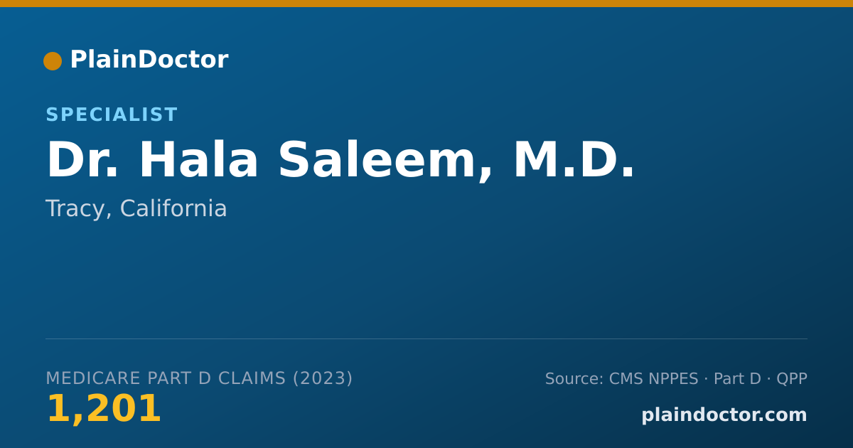 Shareable card for Hala Saleem, M.D. - Specialist, Tracy, CA