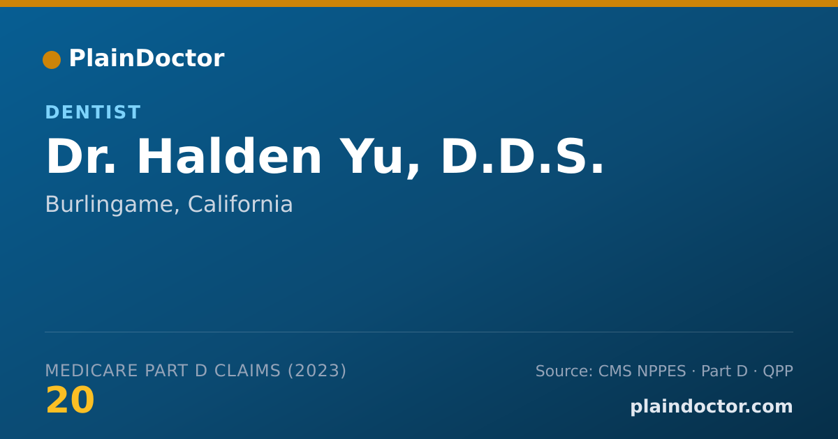 Shareable card for Halden Yu, D.D.S. - Dentist, Burlingame, CA