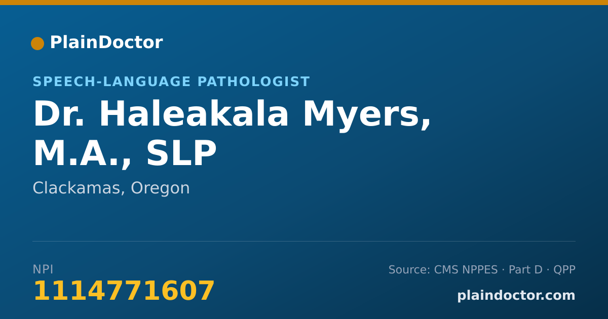 Shareable card for Haleakala Myers, M.A., SLP - Speech-Language Pathologist, Clackamas, OR