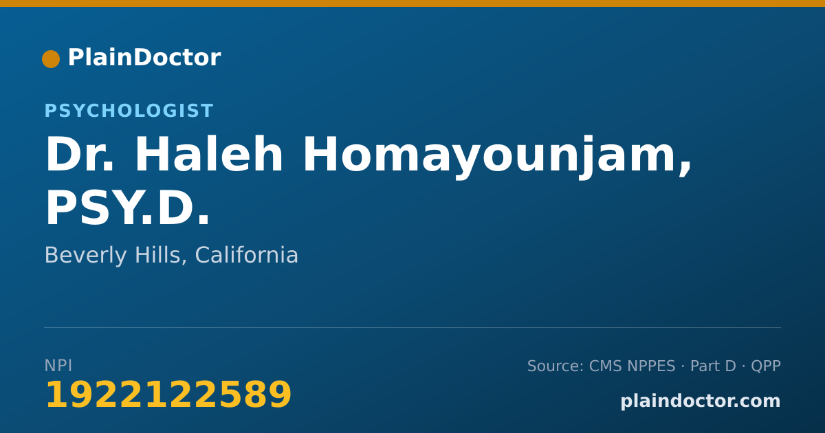 Shareable card for Haleh Homayounjam, PSY.D. - Psychologist, Beverly Hills, CA