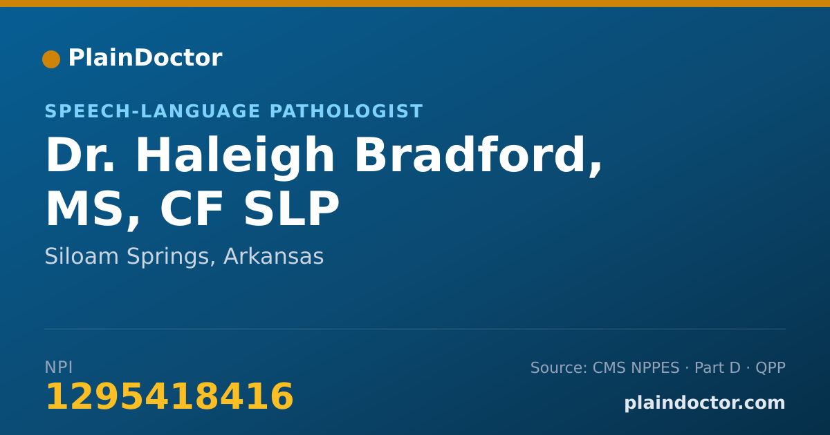 Shareable card for Haleigh Bradford, MS, CF SLP - Speech-Language Pathologist, Siloam Springs, AR