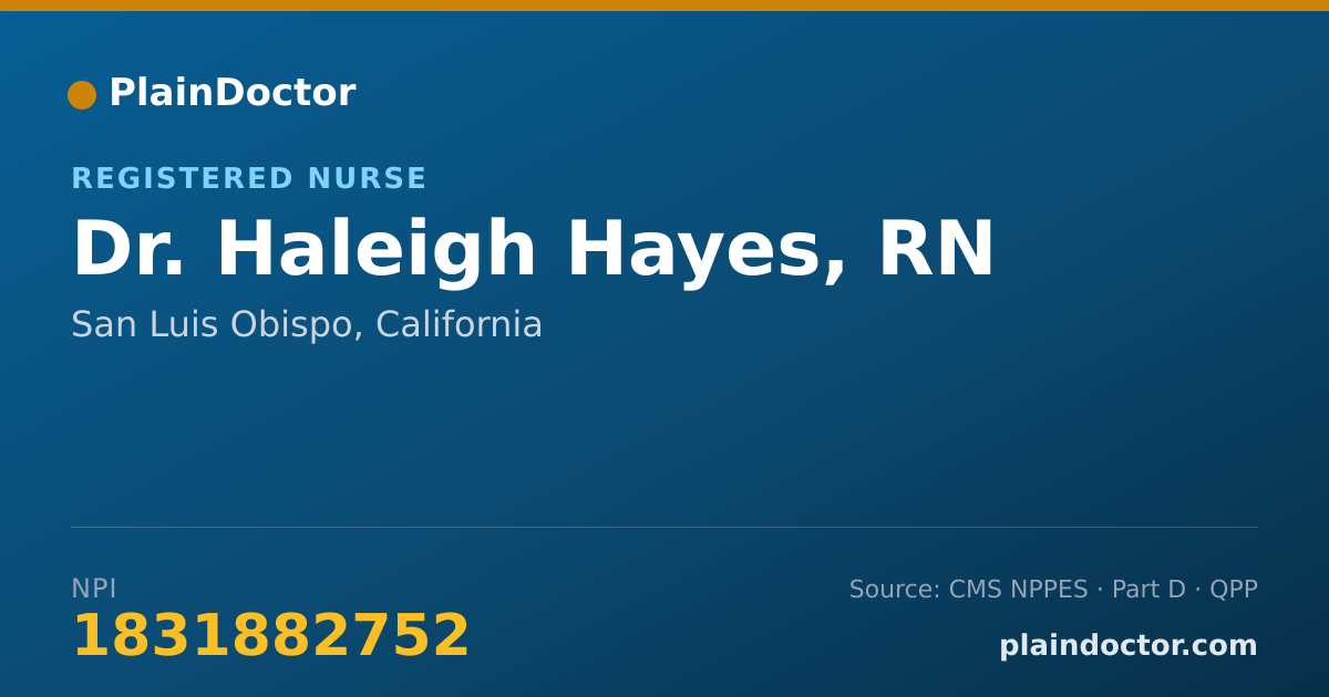 Shareable card for Haleigh Hayes, RN - Registered Nurse, San Luis Obispo, CA