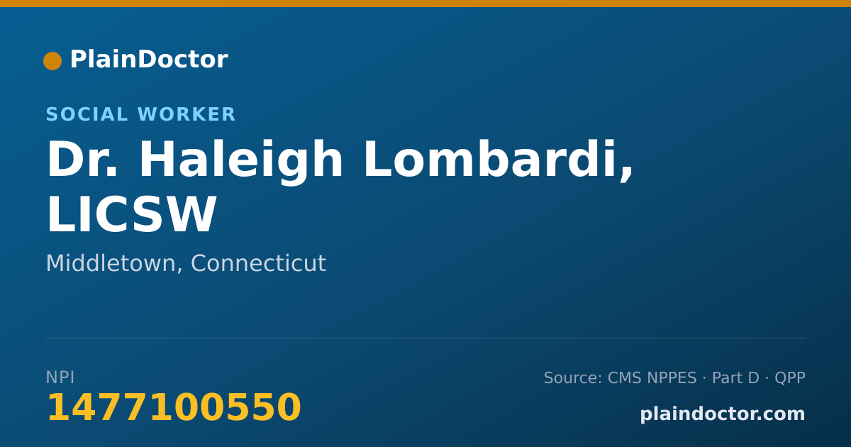 Shareable card for Haleigh Lombardi, LICSW - Social Worker, Middletown, CT