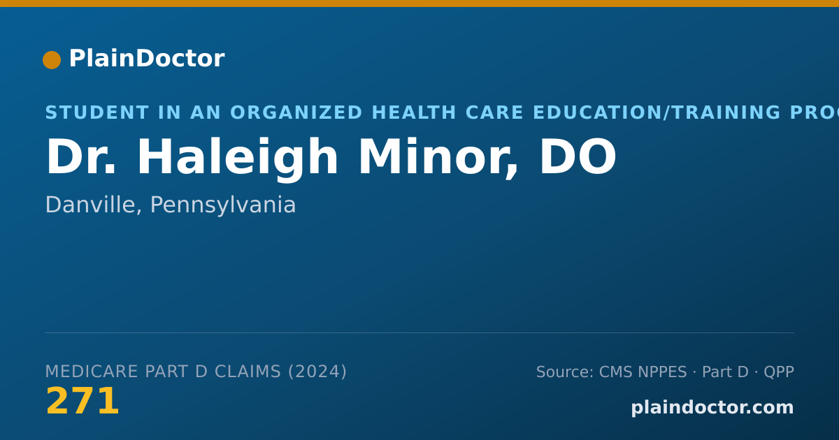 Shareable card for Haleigh Minor, DO - Student in an Organized Health Care Education/Training Program, Danville, PA