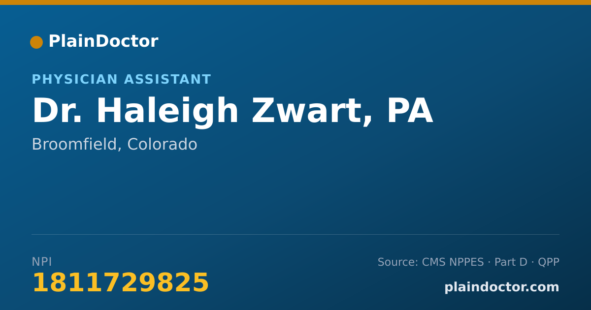 Shareable card for Haleigh Zwart, PA - Physician Assistant, Broomfield, CO
