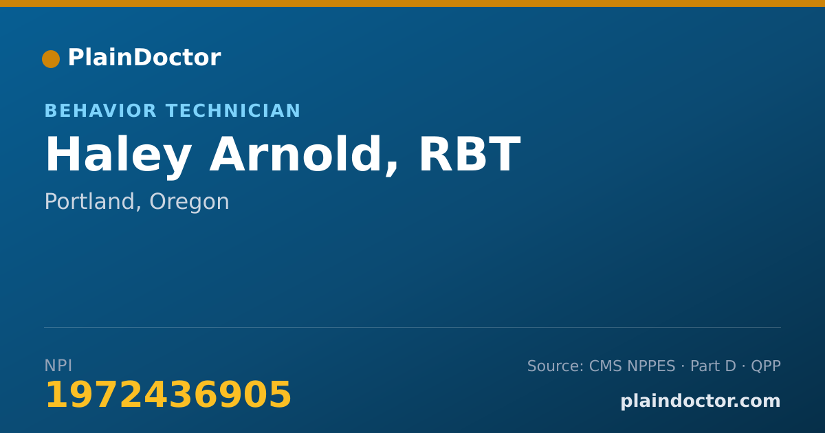 Shareable card for Haley Arnold, RBT - Behavior Technician, Portland, OR