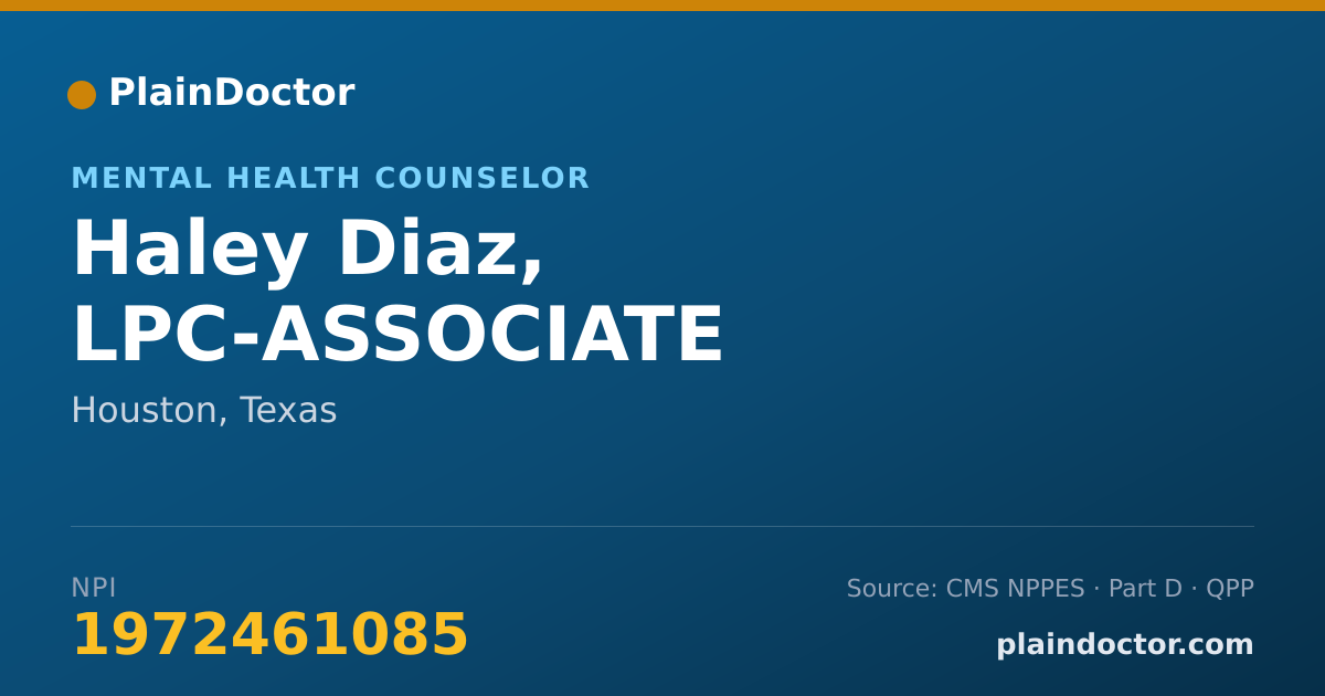 Shareable card for Haley Diaz, LPC-ASSOCIATE - Mental Health Counselor, Houston, TX