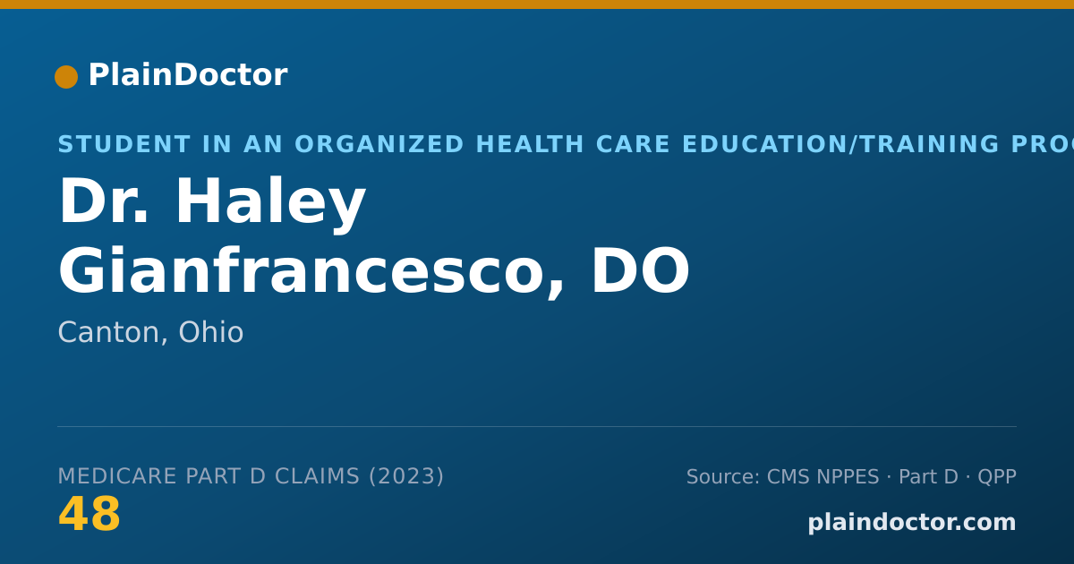 Shareable card for Haley Gianfrancesco, DO - Student in an Organized Health Care Education/Training Program, Canton, OH