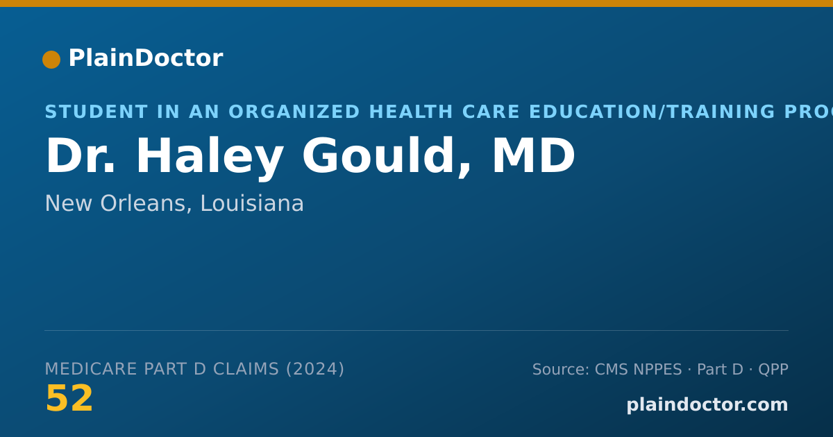 Shareable card for Haley Gould, MD - Student in an Organized Health Care Education/Training Program, New Orleans, LA