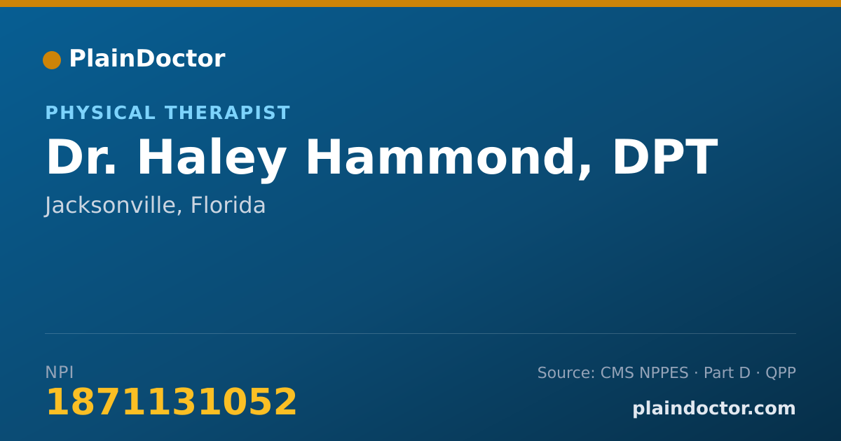 Shareable card for Haley Hammond, DPT - Physical Therapist, Jacksonville, FL