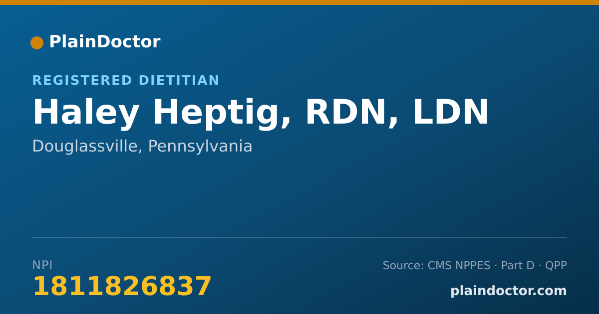 Shareable card for Haley Heptig, RDN, LDN - Registered Dietitian, Douglassville, PA