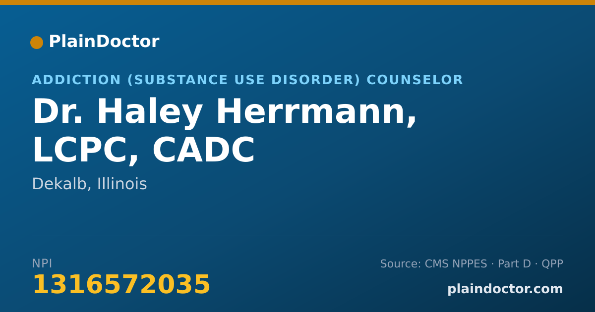 Shareable card for Haley Herrmann, LCPC, CADC - Addiction (Substance Use Disorder) Counselor, Dekalb, IL