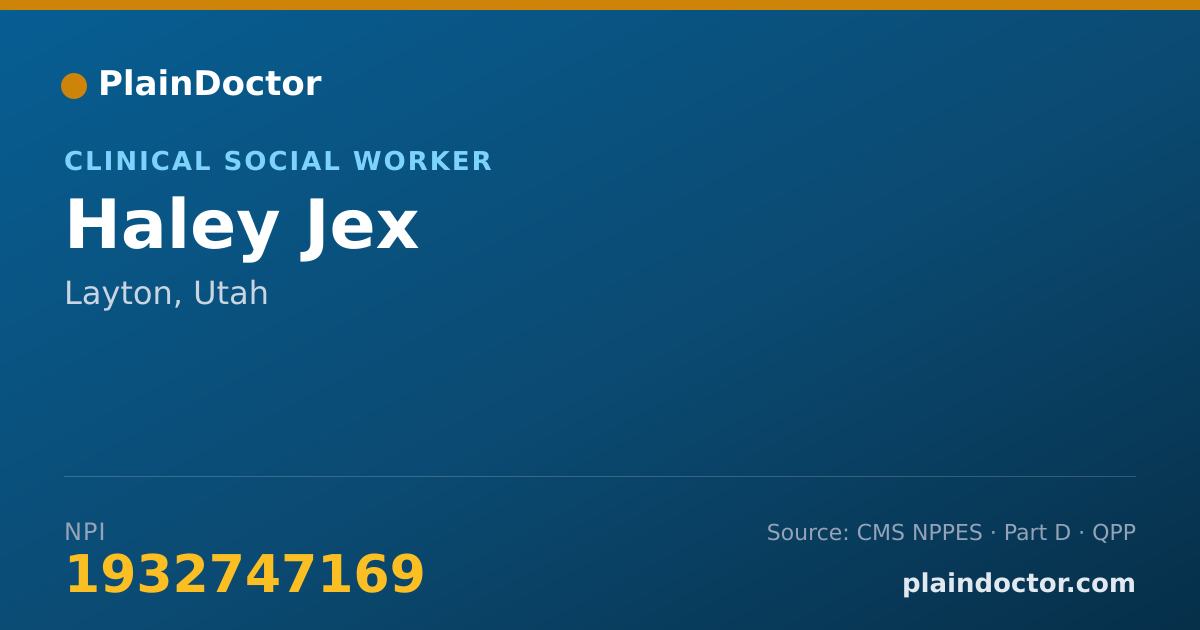 Shareable card for Haley Jex - Clinical Social Worker, Layton, UT