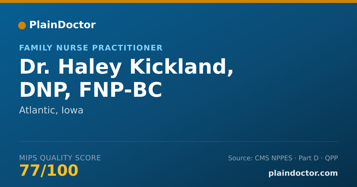 Shareable card for Haley Kickland, DNP, FNP-BC - Family Nurse Practitioner, Atlantic, IA