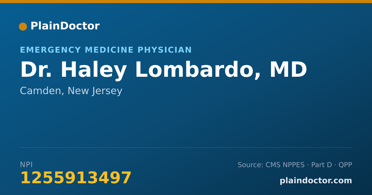 Shareable card for Haley Lombardo, MD - Emergency Medicine Physician, Camden, NJ