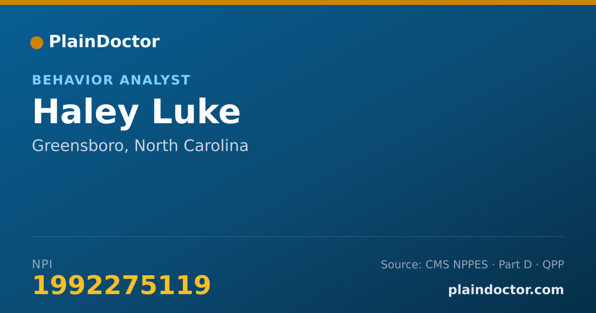 Shareable card for Haley Luke - Behavior Analyst, Greensboro, NC