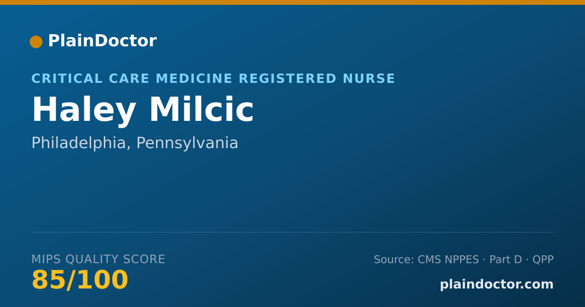 Shareable card for Haley Milcic - Critical Care Medicine Registered Nurse, Philadelphia, PA