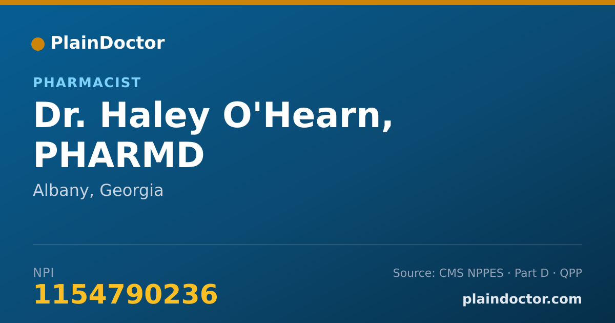 Shareable card for Haley O'Hearn, PHARMD - Pharmacist, Albany, GA