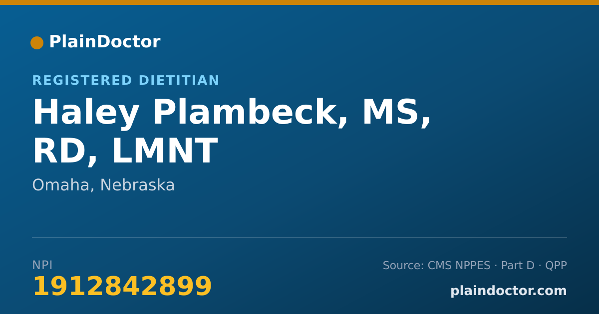 Shareable card for Haley Plambeck, MS, RD, LMNT - Registered Dietitian, Omaha, NE