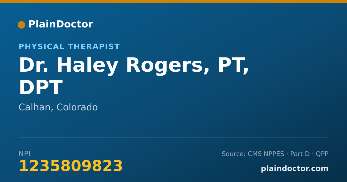 Shareable card for Haley Rogers, PT, DPT - Physical Therapist, Calhan, CO