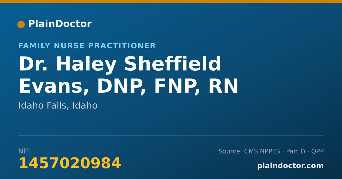 Shareable card for Haley Sheffield Evans, DNP, FNP, RN - Family Nurse Practitioner, Idaho Falls, ID