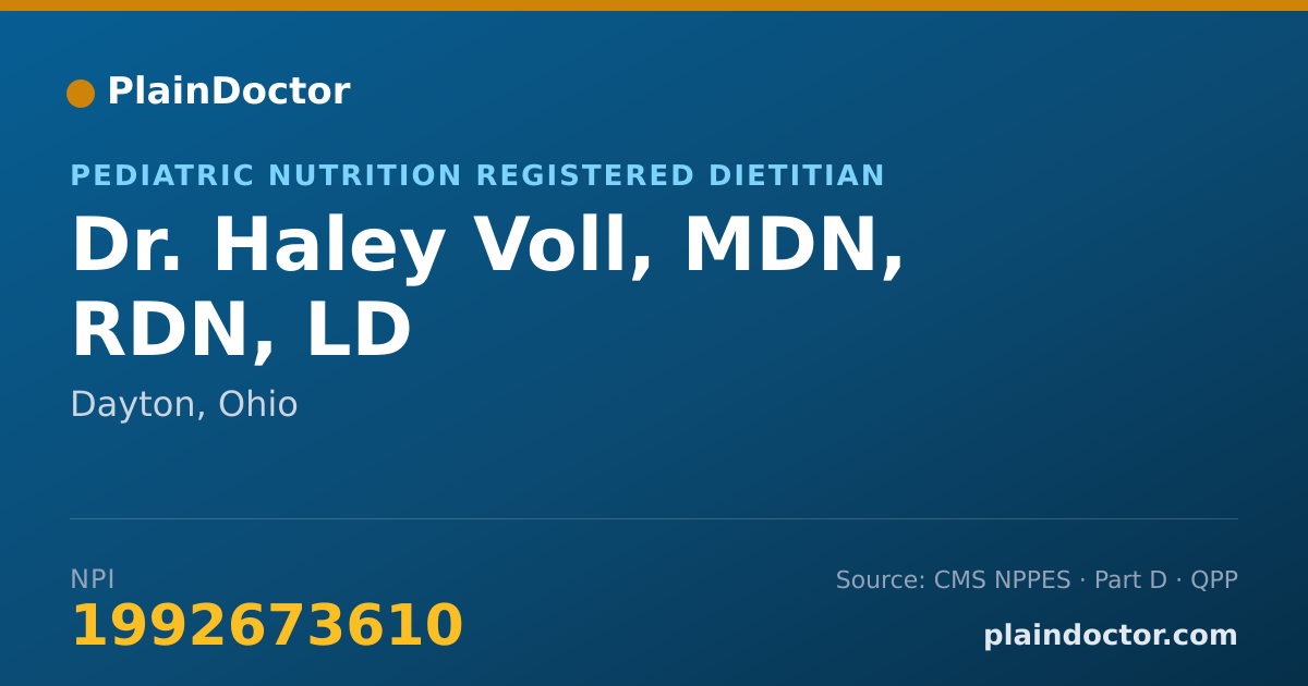 Shareable card for Haley Voll, MDN, RDN, LD - Pediatric Nutrition Registered Dietitian, Dayton, OH