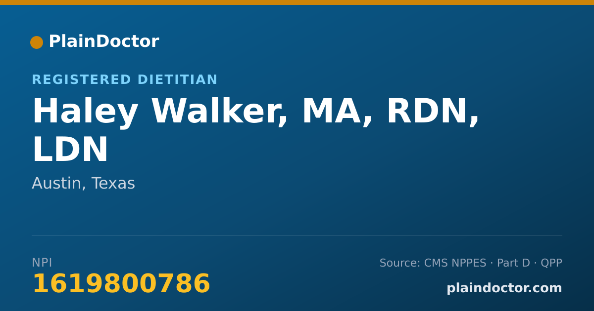 Shareable card for Haley Walker, MA, RDN, LDN - Registered Dietitian, Austin, TX
