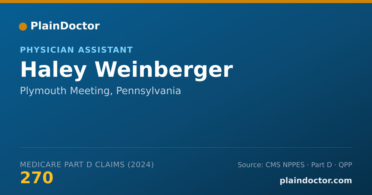 Shareable card for Haley Weinberger - Medical Physician Assistant, Plymouth Meeting, PA