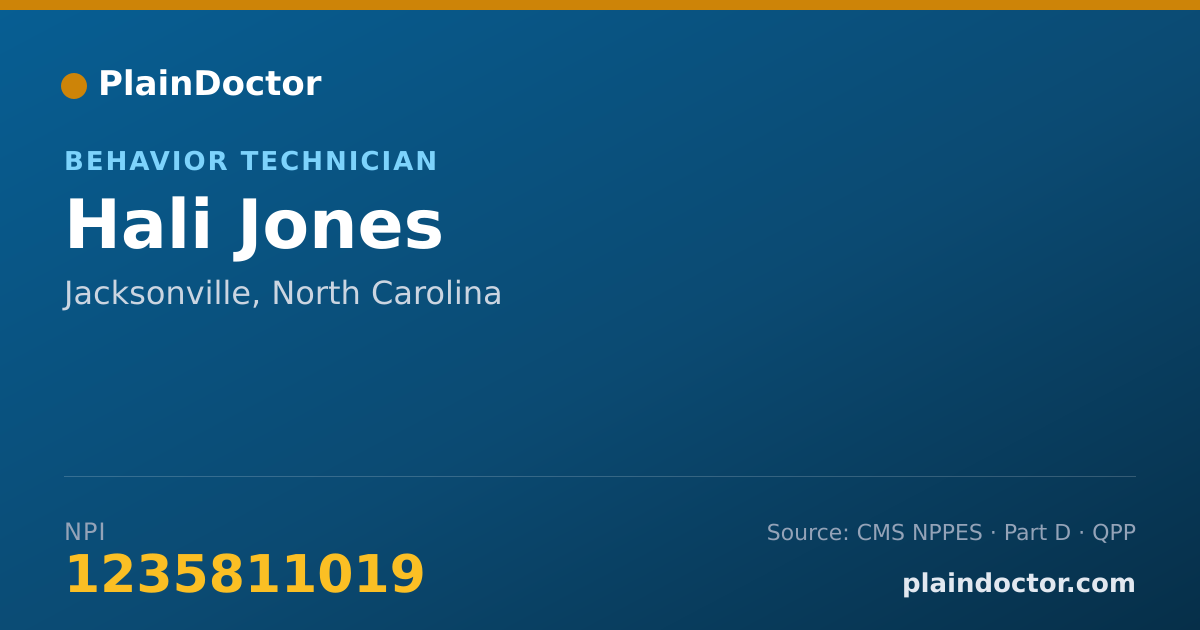 Shareable card for Hali Jones - Behavior Technician, Jacksonville, NC